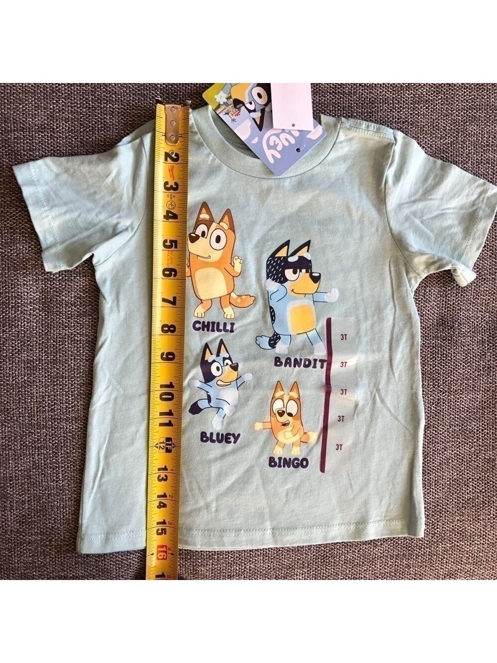 MOOSE Toddler Boy Girl Bluey Printed Short Sleeve T-Shirt Green 3T - Picture 7 of 7